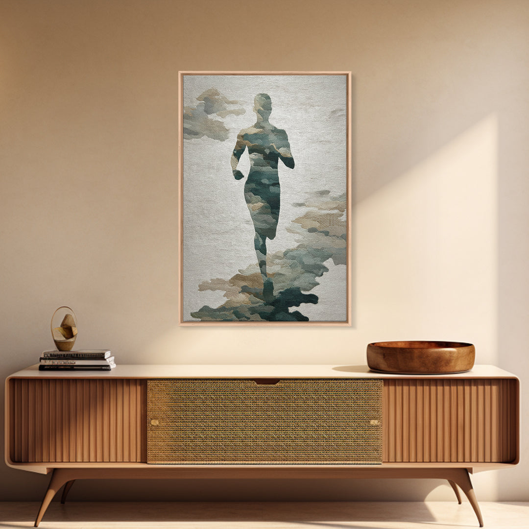Runner Silhouette Breaking Through Morning Mist Canvas Print, Fitness Studio Art, Wall Decor, Gym Decor, Fine Art, Motion, FSA-2x3-9