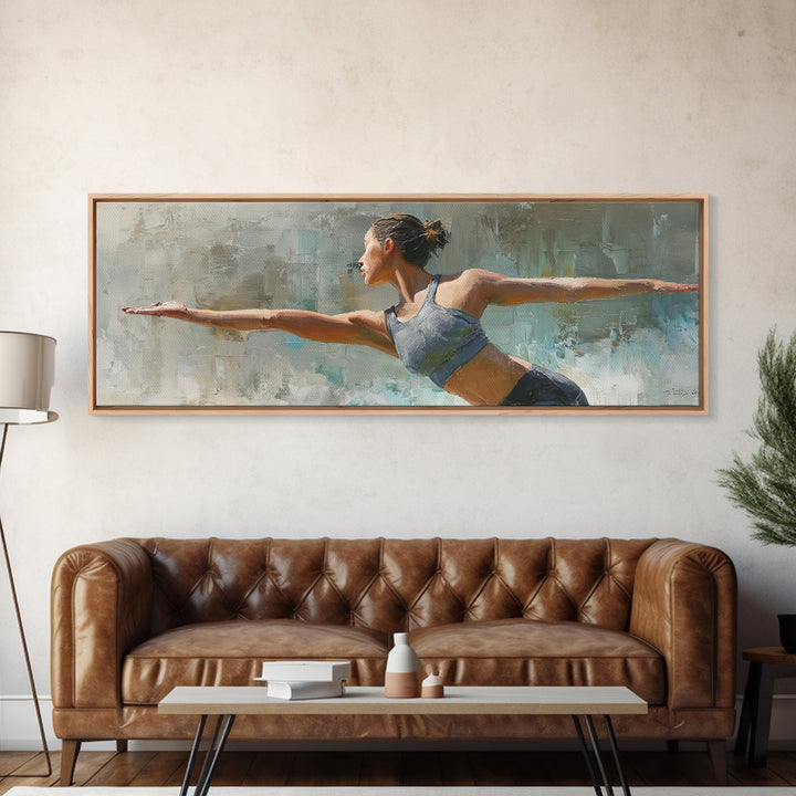 Female Athlete Stretching Canvas Print, Fitness Studio Art, Art Print, Gym Decor, Fine Art, Motion, Motivational Poster, FSA-3x1-43