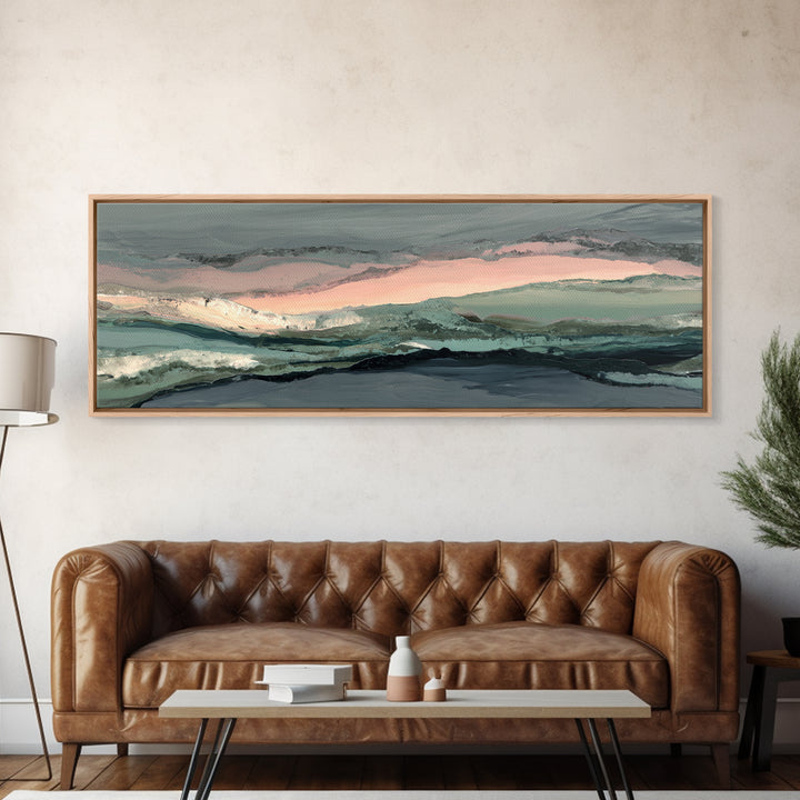 Sunrise over Mountains as Endurance Metaphor Framed Canvas Print, Fitness Studio Art, Modern Decor, Gym Decor, Fine Art, Motion, FSA-3x1-64