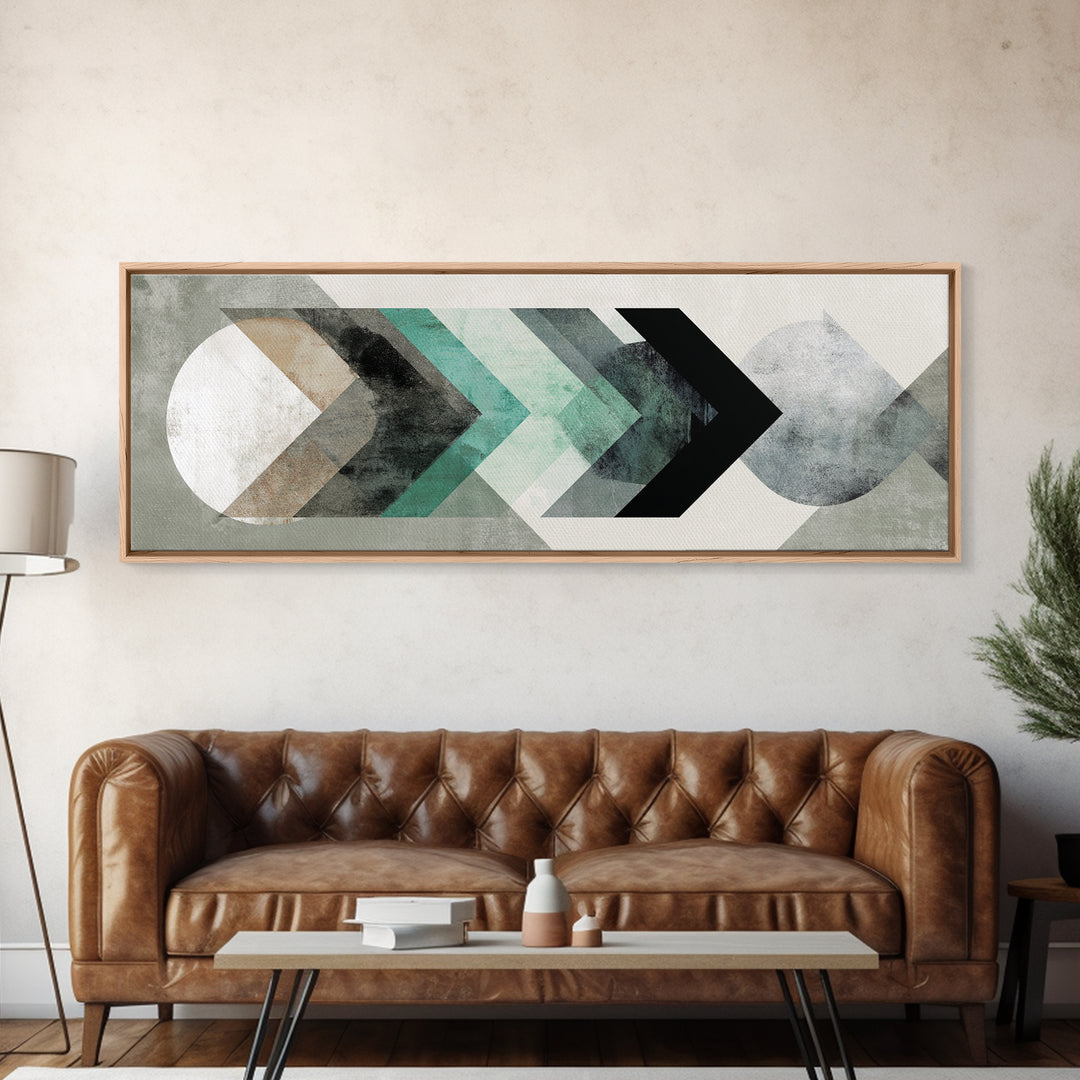 Minimal Motivational Symbol Using Arrows and Shapes Framed Canvas Print, Fitness Studio Art, Fitness, Gym Decor, Motion, FSA-3x1-77