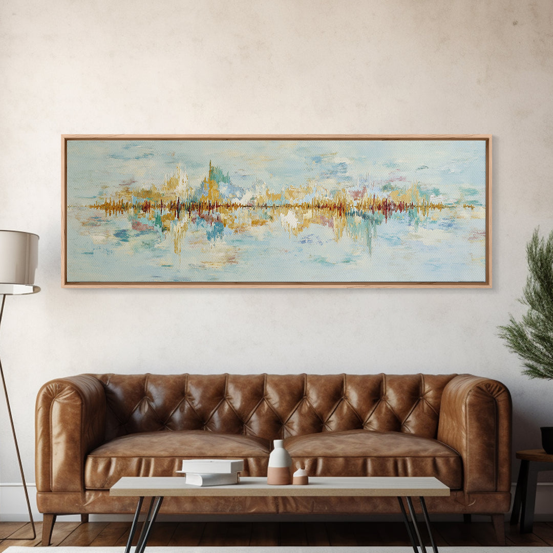 Abstract Heartbeat Line Through Color Fields Framed Canvas Print, Fitness Studio Art, Textured Painting, Gym Decor, Motion, FSA-3x1-9
