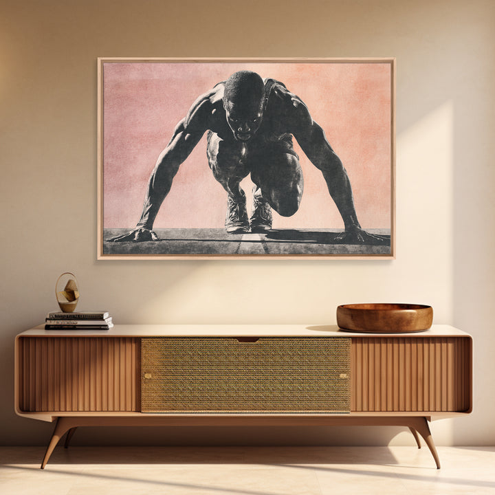 Sprinter Start Position Canvas Print, Fitness Studio Art, Metal Wall Art, Gym Decor, Fine Art, Motion, Home Gym Decor, FSA-3x2-42