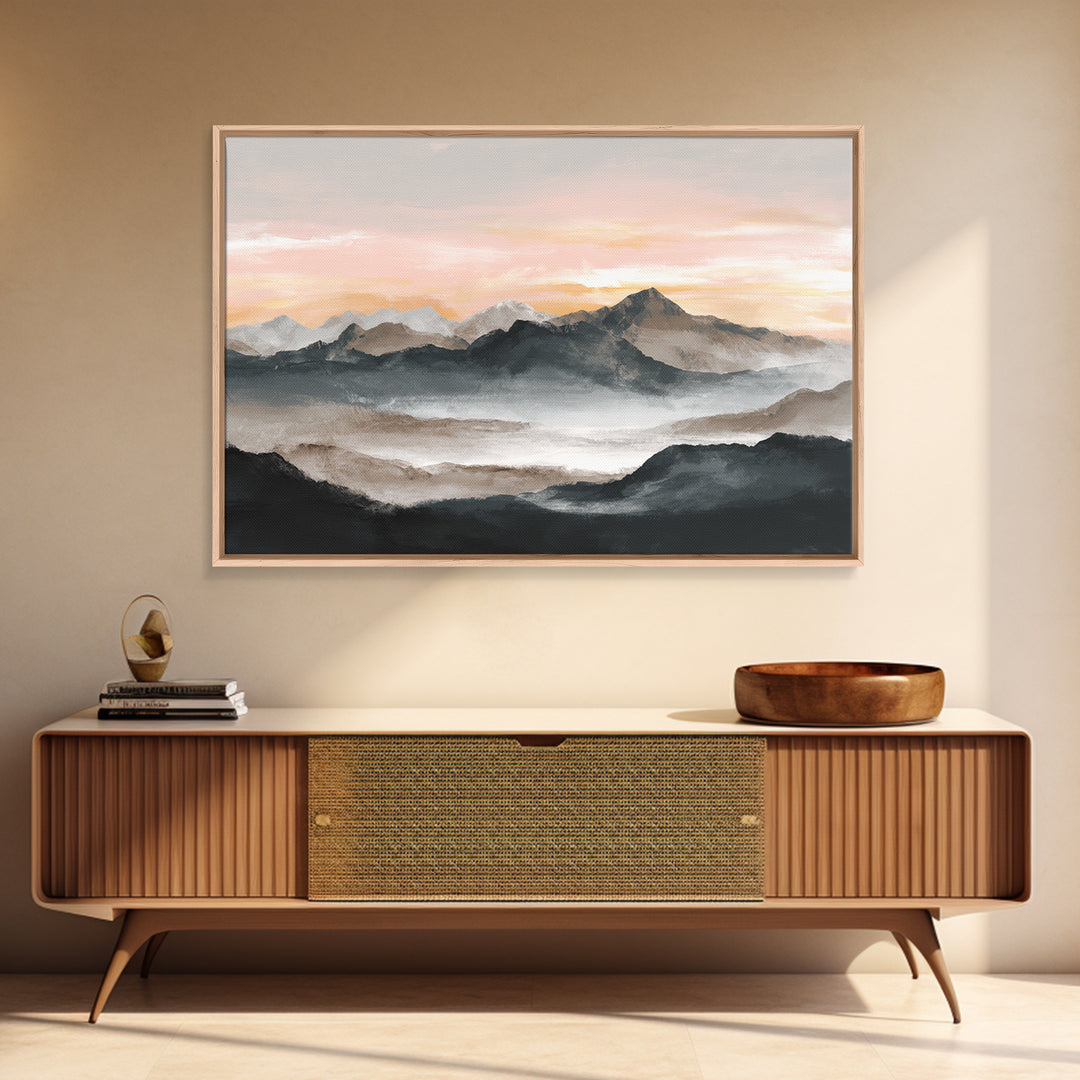 Sunrise over Mountains as Endurance Metaphor Canvas Print, Fitness Studio Art, Digital Art Print, Gym Decor, Fine Art, Motion, FSA-3x2-76