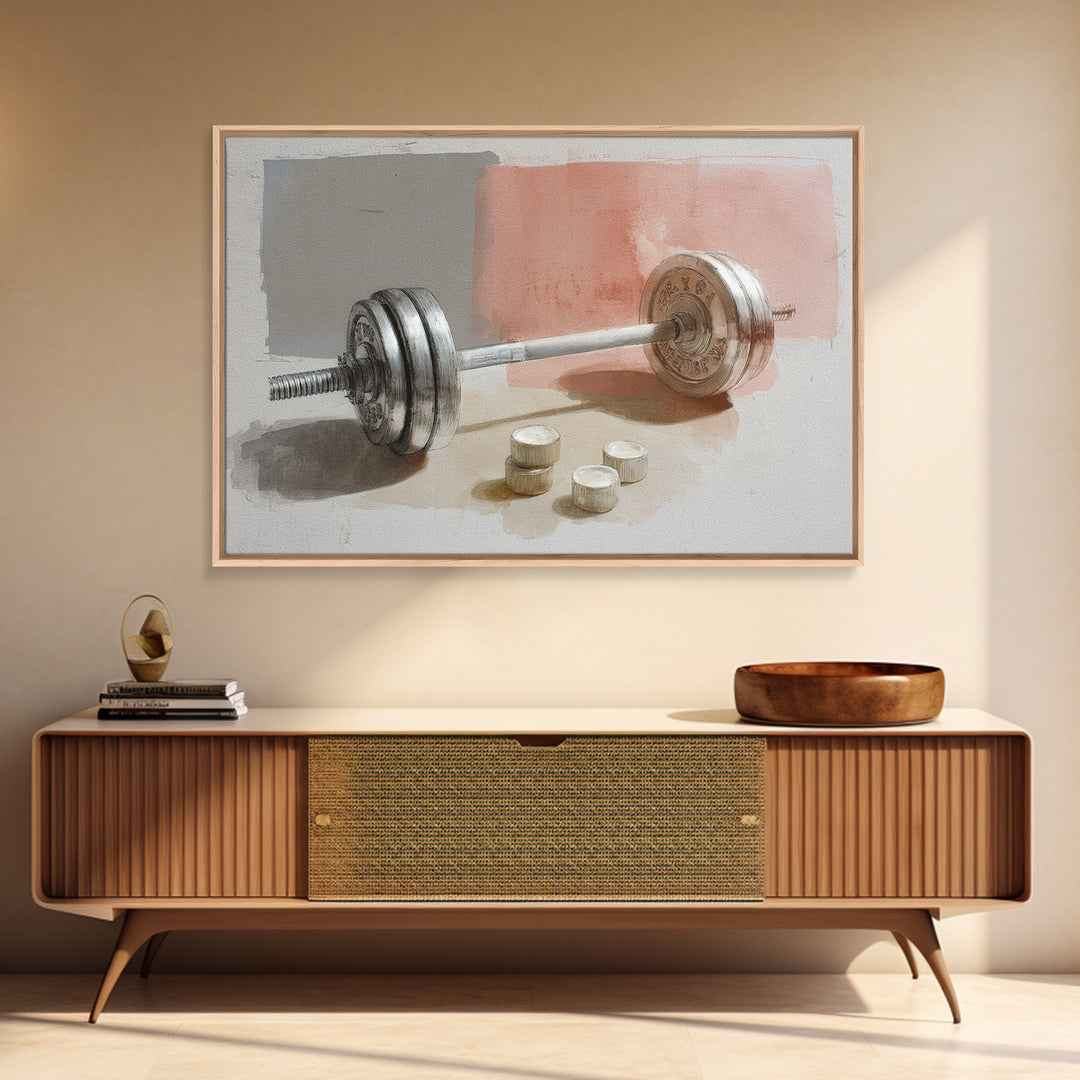 Barbell Plate Study Framed Canvas Print, Fitness Studio Art, Minimalist Art Print, Gym Decor, Fine Art, Motion, Home Decor, FSA-3x2-92