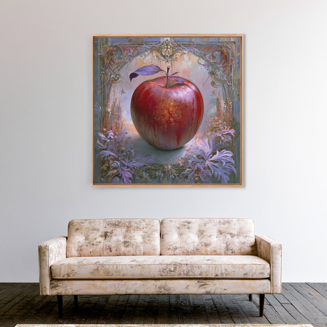 Enchanted Apple with Deep Red Shine Canvas Print, Fairy Tale Art, Art Print, Living Room Decor, Storybook, Nursery Art, FTA-1x1-20