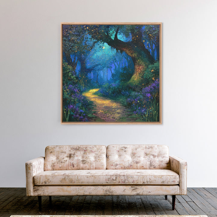 Enchanted Forest Path Glowing Canvas Print, Fairy Tale Art, Room Decor, Living Room Decor, Fine Art, Storybook, Original Art, FTA-1x1-25