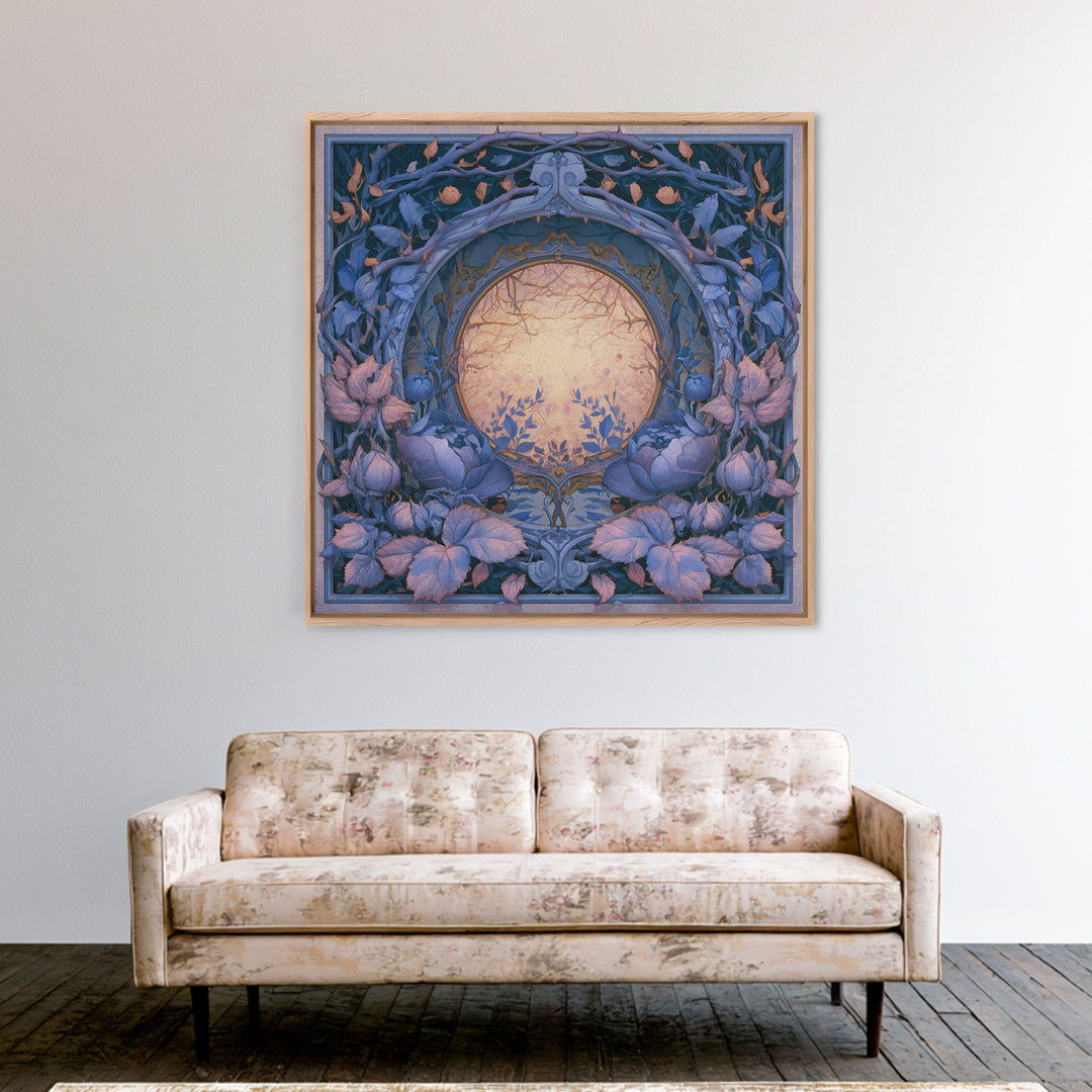 Magic Mirror Framed by Vines and Thorns Framed Canvas Print, Fairy Tale Art, Boho Decor, Living Room Decor, Oil Painting, FTA-1x1-61