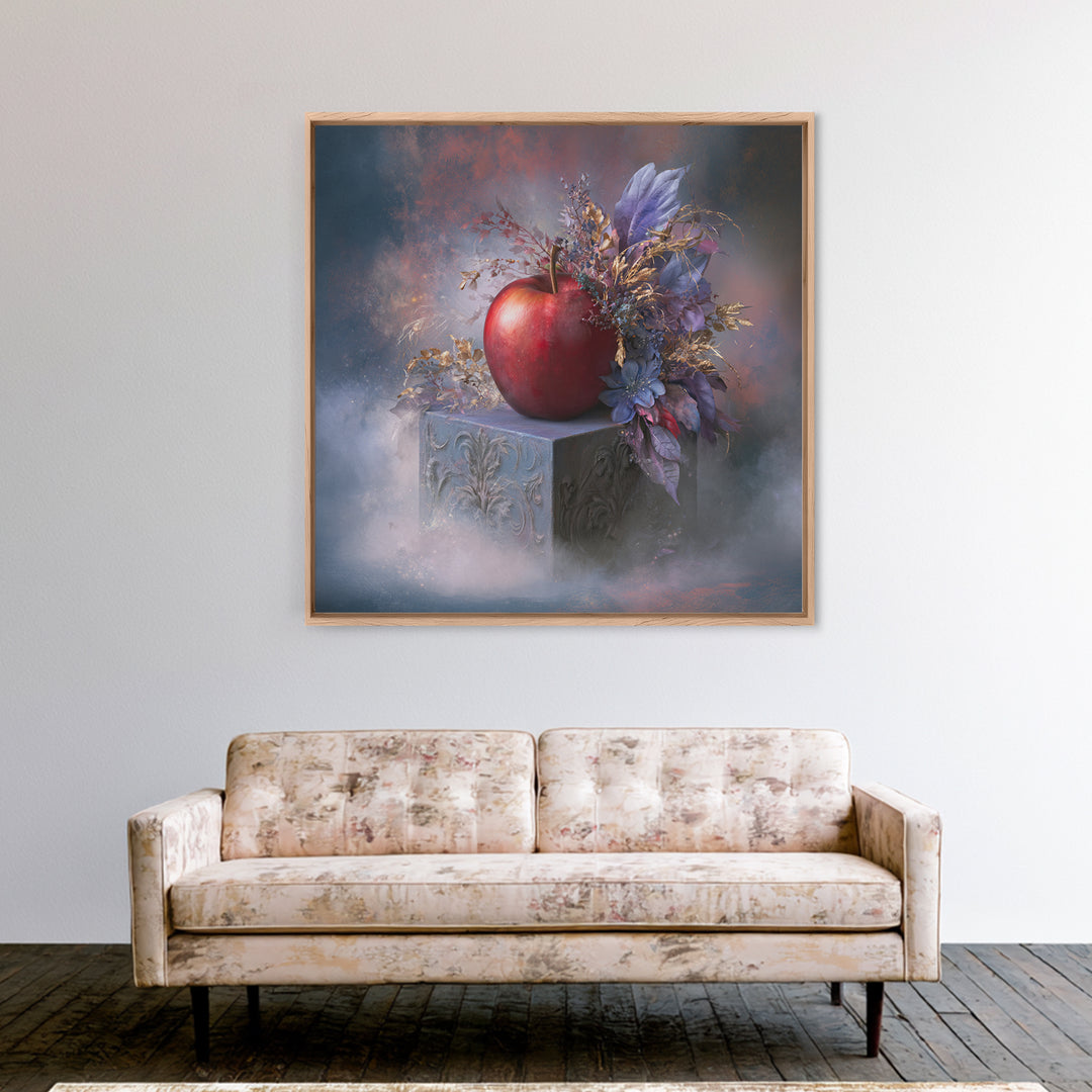 Enchanted Apple with Deep Red Shine Canvas Print, Fairy Tale Art, Fairy Art, Living Room Decor, Fine Art, Storybook, FTA-1x1-92
