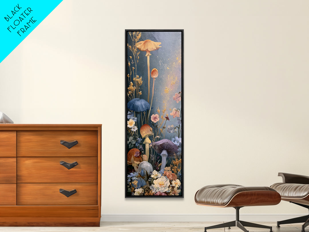 Fairy Ring of Mushrooms and Wildflowers Canvas Print, Fairy Tale Art, Nursery Art, Living Room Decor, Oil Painting, Storybook, FTA-1x3-33