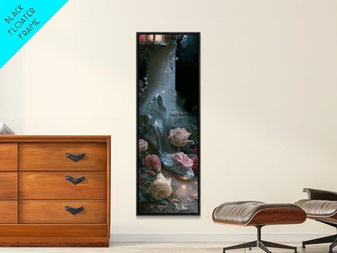 Glass Slipper Still Life Canvas Print, Fairy Tale Art, Neutral Decor, Living Room Decor, Fine Art, Storybook, Home Decor, FTA-1x3-42