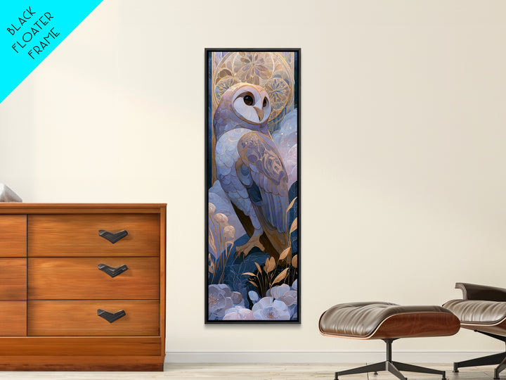 Owl Messenger Carrying a Tiny Ribbon Canvas Print, Fairy Tale Art, Wall Decor, Living Room Decor, Fine Art, Storybook, FTA-1x3-77