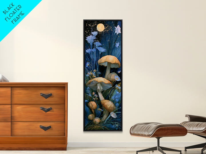 Fairy Ring of Mushrooms and Wildflowers Canvas Print, Fairy Tale Art, Folk Art, Living Room Decor, Fine Art, Storybook, FTA-1x3-81