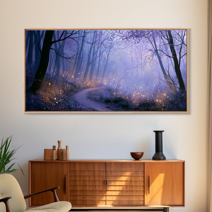 Enchanted Forest Path Glowing Canvas Print, Fairy Tale Art, Art Deco, Living Room Decor, Fine Art, Storybook, Whimsical Art, FTA-2x1-21