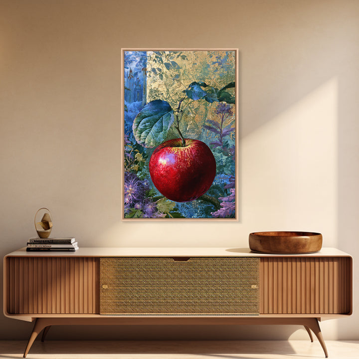 Enchanted Apple with Deep Red Shine Framed Canvas Print, Fairy Tale Art, Art Print, Living Room Decor, Fine Art, Storybook, FTA-2x3-100