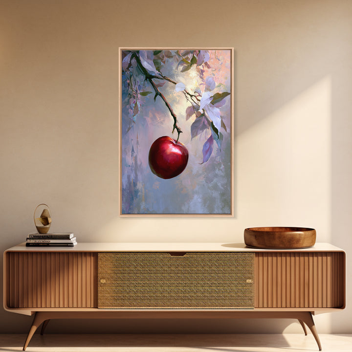 Enchanted Apple with Deep Red Shine Framed Canvas Print, Fairy Tale Art, Wall Decor, Living Room Decor, Fine Art, Storybook, FTA-2x3-52