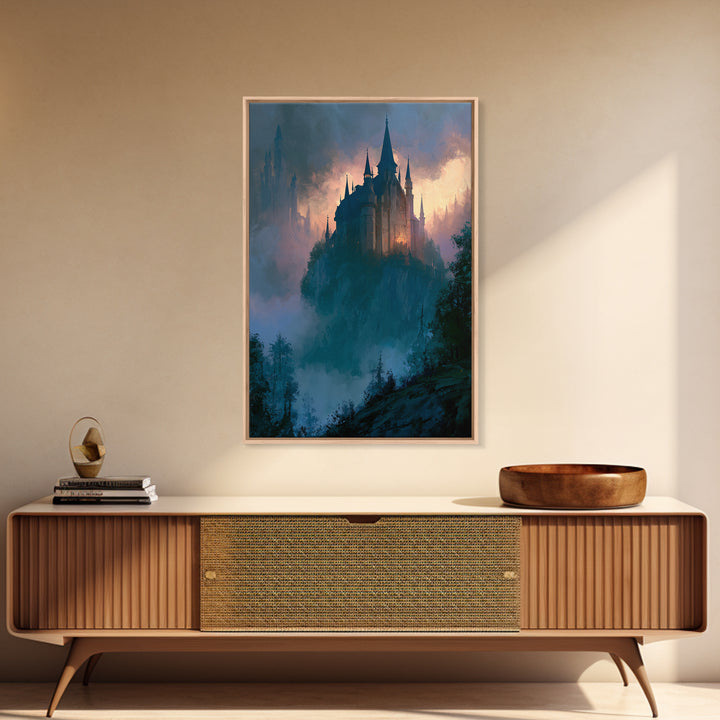 Storybook Castle on a Misty Hill Canvas Print, Fairy Tale Art, Canvas Wall Art, Living Room Decor, Fine Art, Storybook, FTA-2x3-58