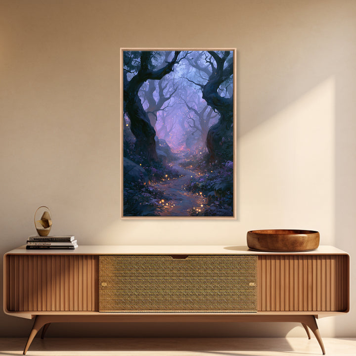 Enchanted Forest Path Glowing Canvas Print, Fairy Tale Art, Princess Wall Art, Living Room Decor, Fine Art, Storybook, FTA-2x3-81