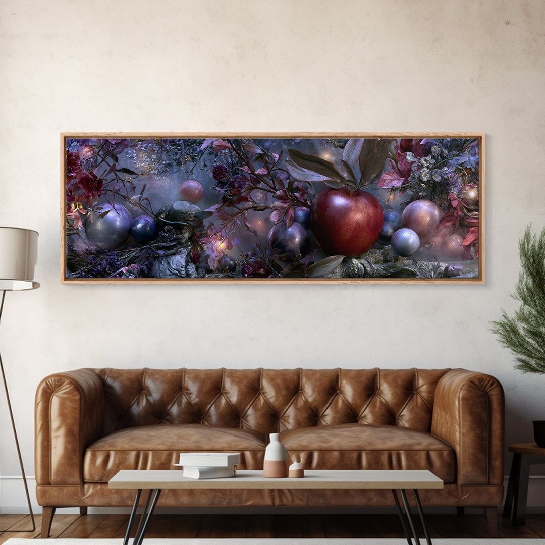 Enchanted Apple with Deep Red Shine Canvas Print, Fairy Tale Art, Gallery Decor, Living Room Decor, Fine Art, Storybook, FTA-3x1-36