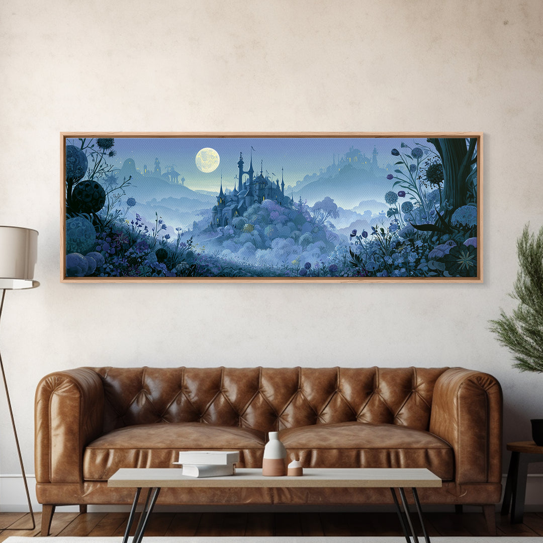 Storybook Castle on a Misty Hill Canvas Print, Fairy Tale Art, Whimsical Art, Living Room Decor, Fine Art, Storybook, FTA-3x1-66