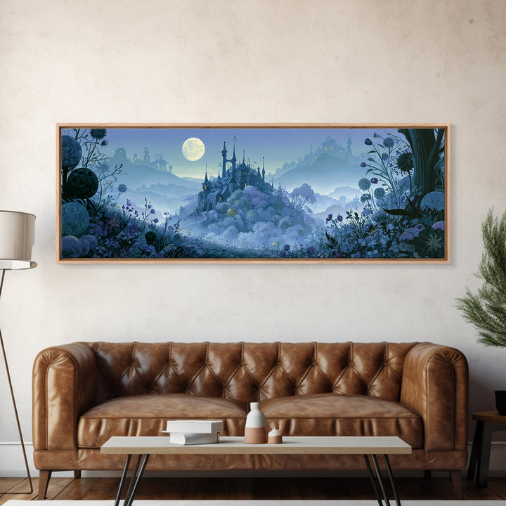 Storybook Castle on a Misty Hill Canvas Print, Fairy Tale Art, Whimsical Art, Living Room Decor, Fine Art, Storybook, FTA-3x1-66