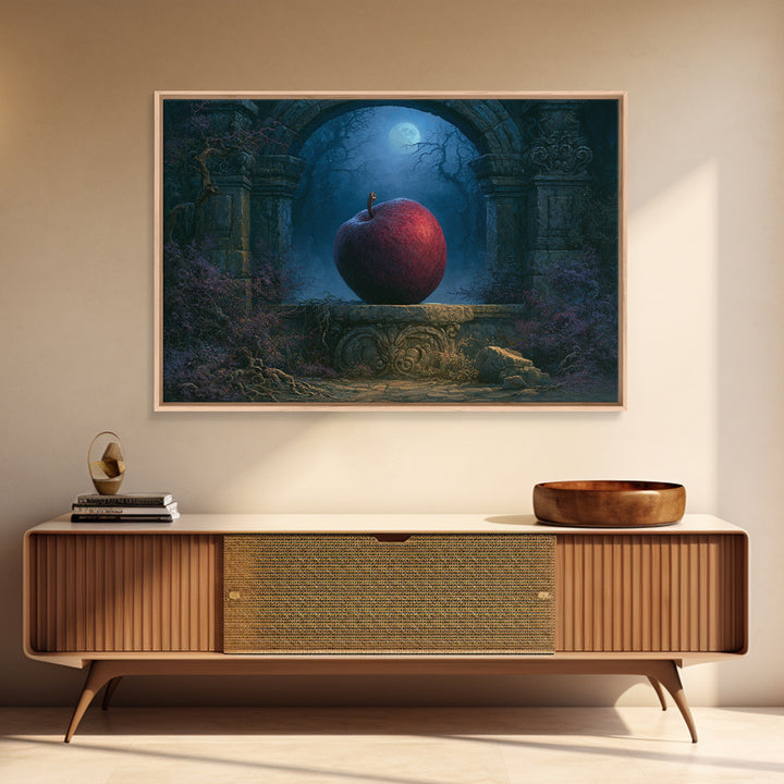 Enchanted Apple with Deep Red Shine Canvas Print, Fairy Tale Art, Contemporary Art, Living Room Decor, Fine Art, Storybook, FTA-3x2-72