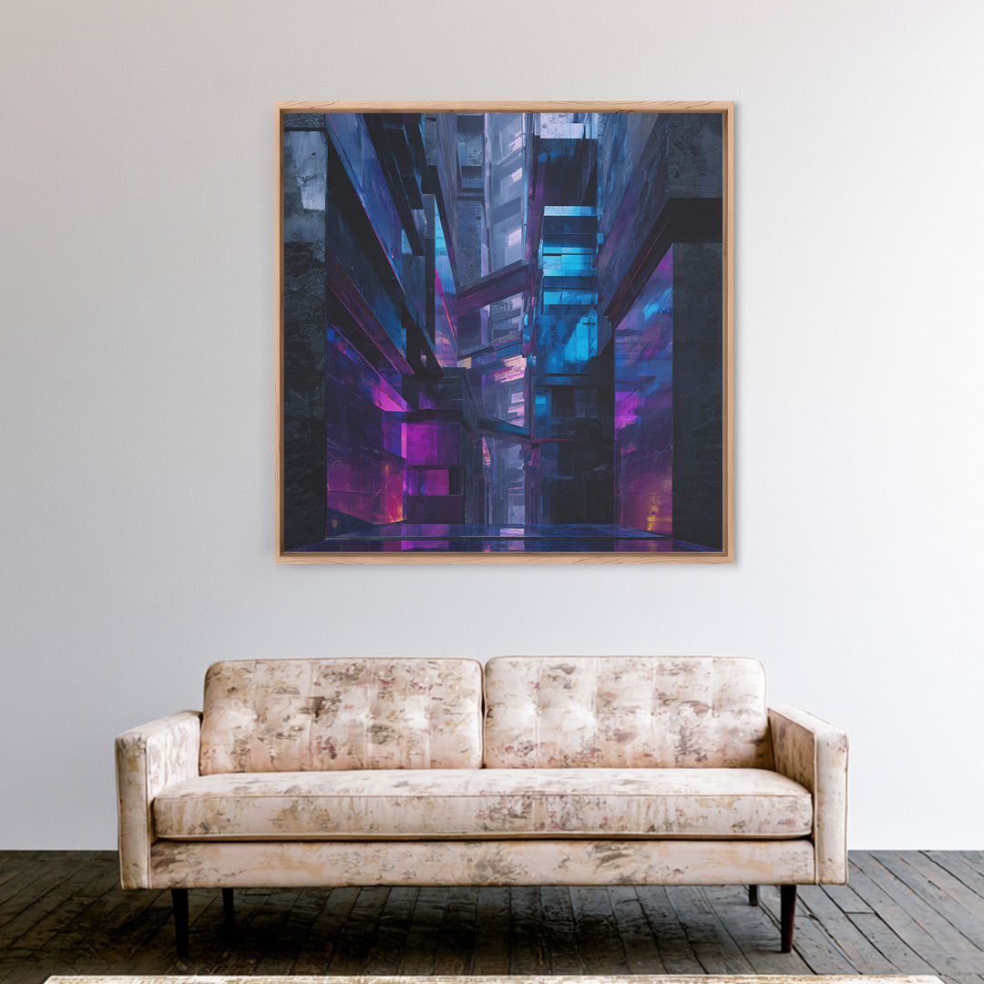 Ai Generated Mask Framed Canvas Print, Futuristic Art, Textured Painting, Living Room Decor, Oil Painting, Future, Abstract Art, FUT-1x1-40