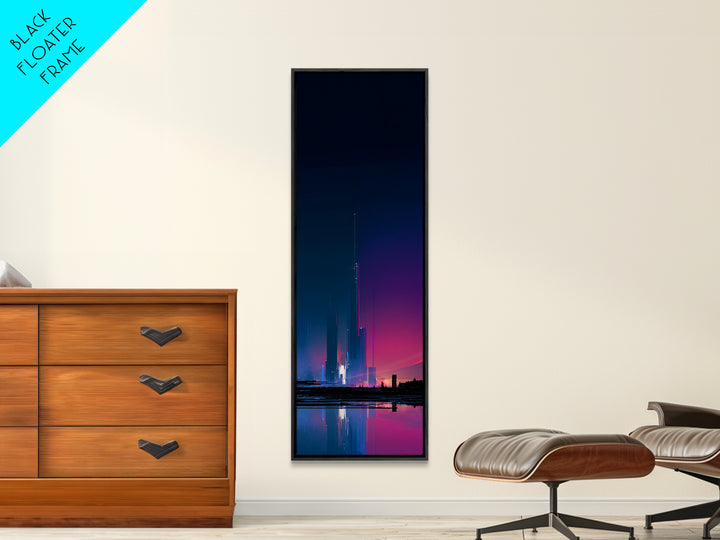 Minimal Spacecraft over a Clean Planet Horizon Canvas Print, Futuristic Art, Fine Art Print, Living Room Decor, Future, FUT-1x3-19
