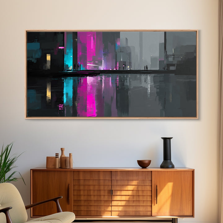 Smooth Titanium Shapes Framed Canvas Print, Futuristic Art, Unique Wall Art, Living Room Decor, Fine Art, Future, FUT-2x1-43