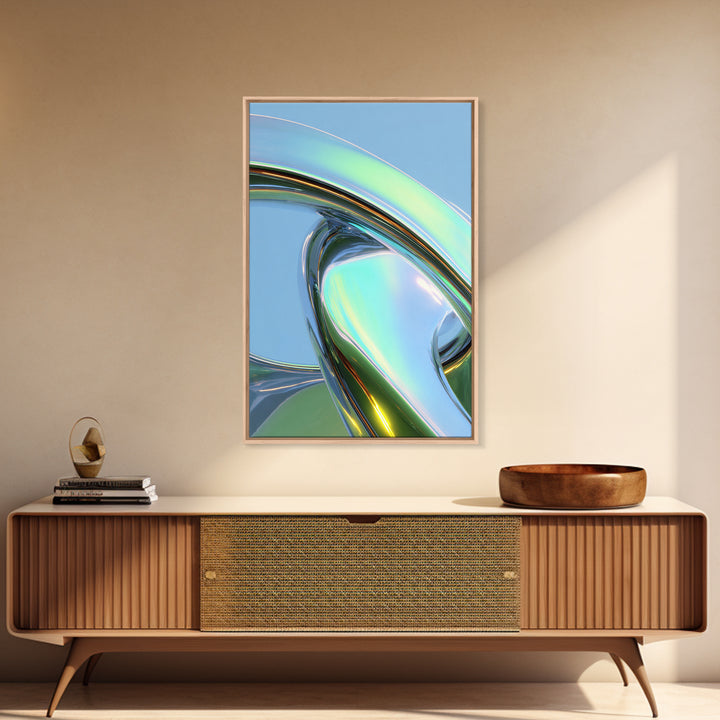 Chrome Abstract Sculpture Framed Canvas Print, Futuristic Art, Modern Wall Decor, Living Room Decor, Fine Art, Future, FUT-2x3-51