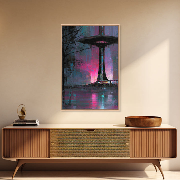 Bioluminescent Garden in a Future Habitat Canvas Print, Futuristic Art, Eclectic Home Decor, Living Room Decor, Future, FUT-2x3-60