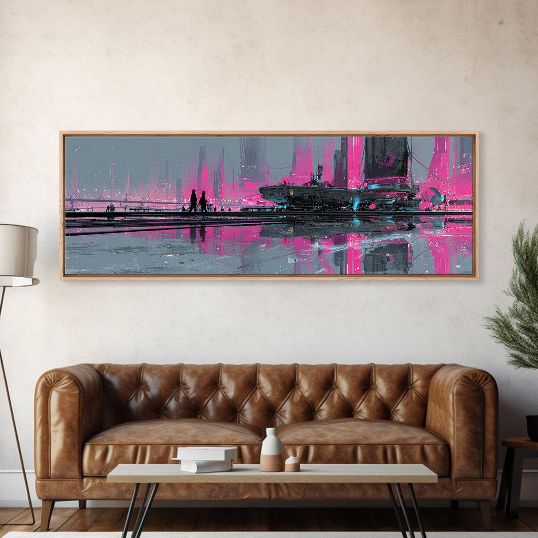 Future Ocean Lab Canvas Print, Futuristic Art, Digital Art, Living Room Decor, Fine Art, Future, Extra Large Wall Art, FUT-3x1-31