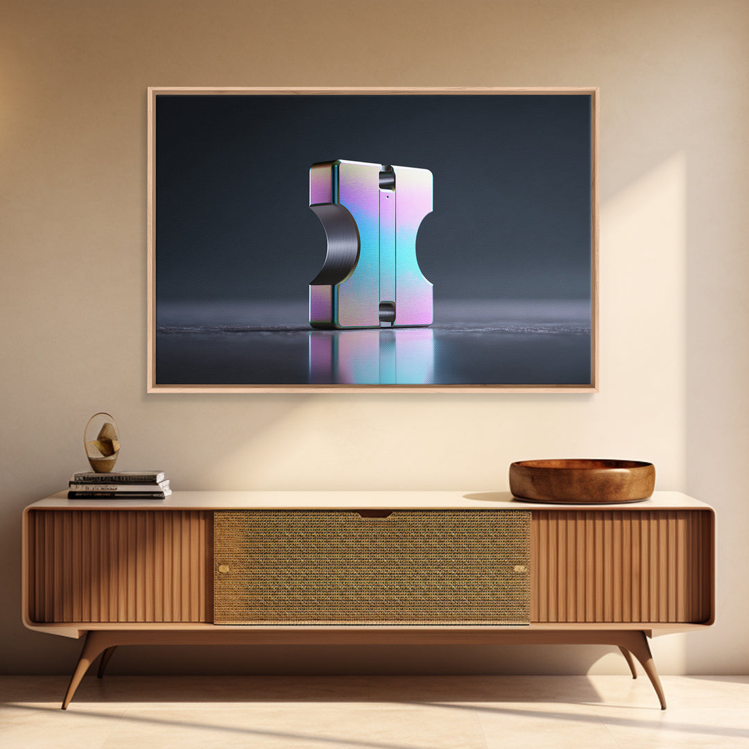 Smooth Titanium Shapes Framed Canvas Print, Futuristic Art, Printable Art, Living Room Decor, Future, Digital Art Print, FUT-3x2-27