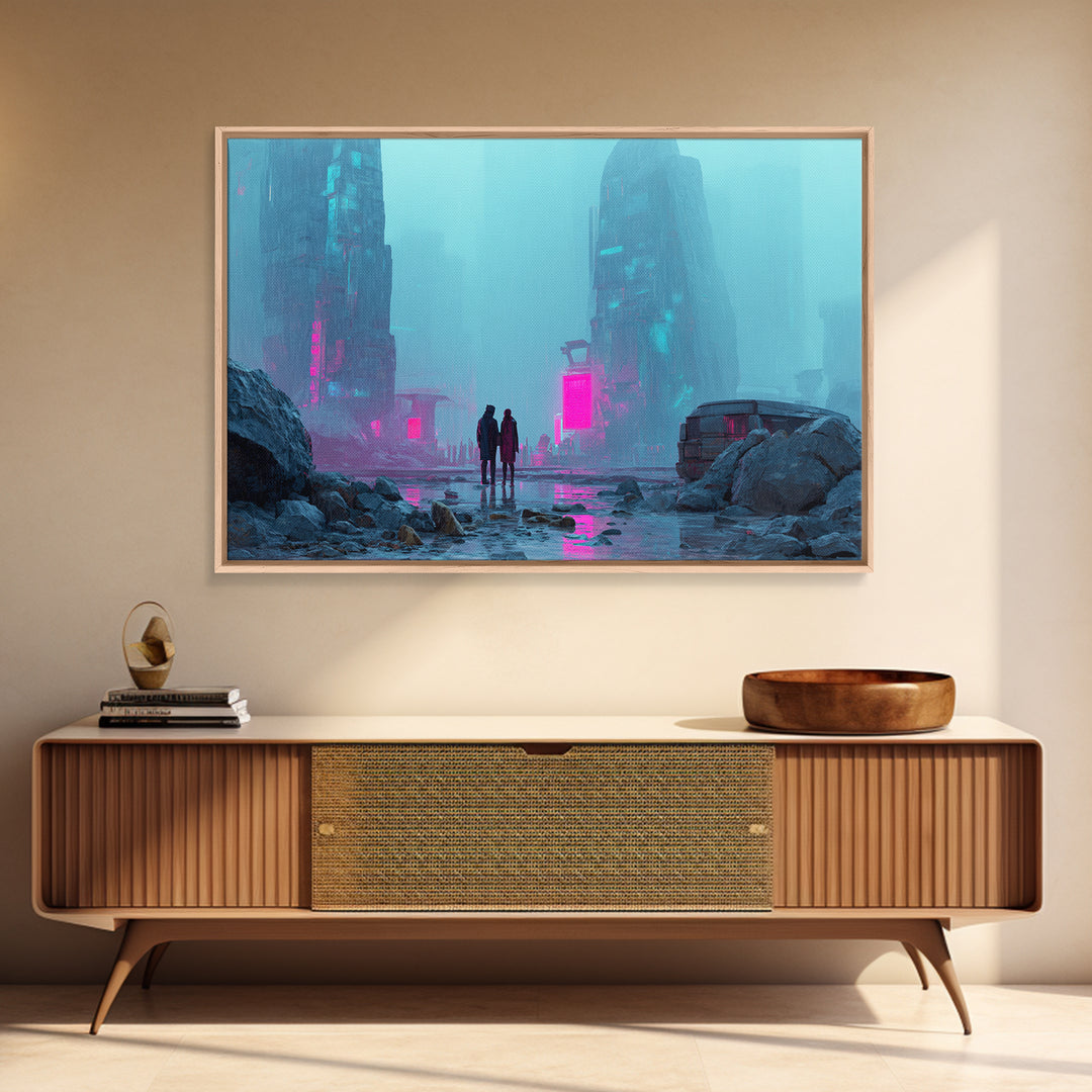 Smooth Titanium Shapes Canvas Print, Futuristic Art, Mid Century Modern, Living Room Decor, Abstract Art, Future, FUT-3x2-3