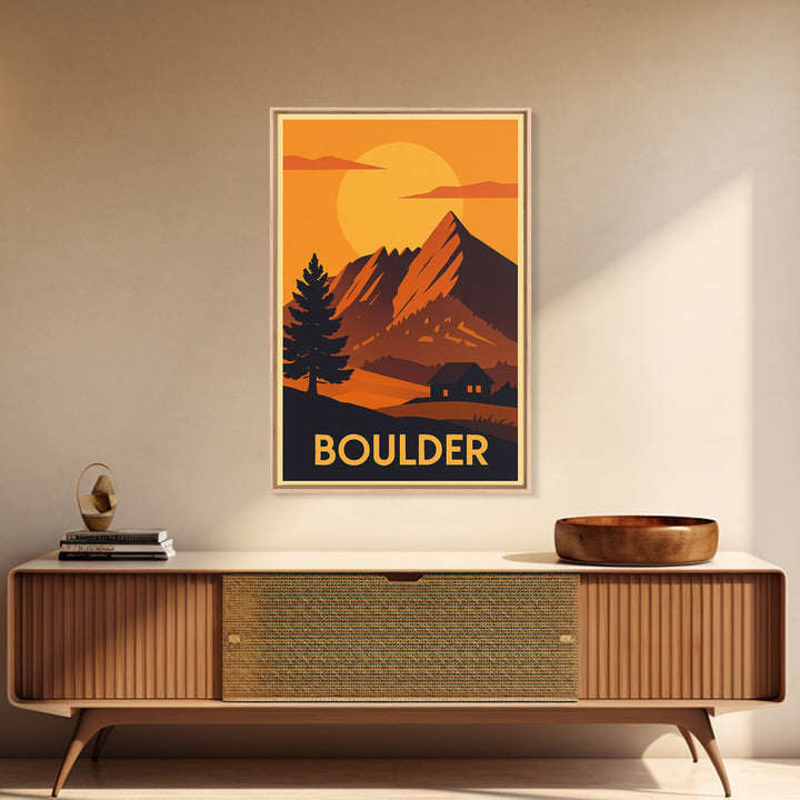 Boulder Travel Poster, Canvas Print, Golden Travel Poster Art, Boulder Wall Art, Travel Poster Set, Travel Poster Art, Gift For Travelers