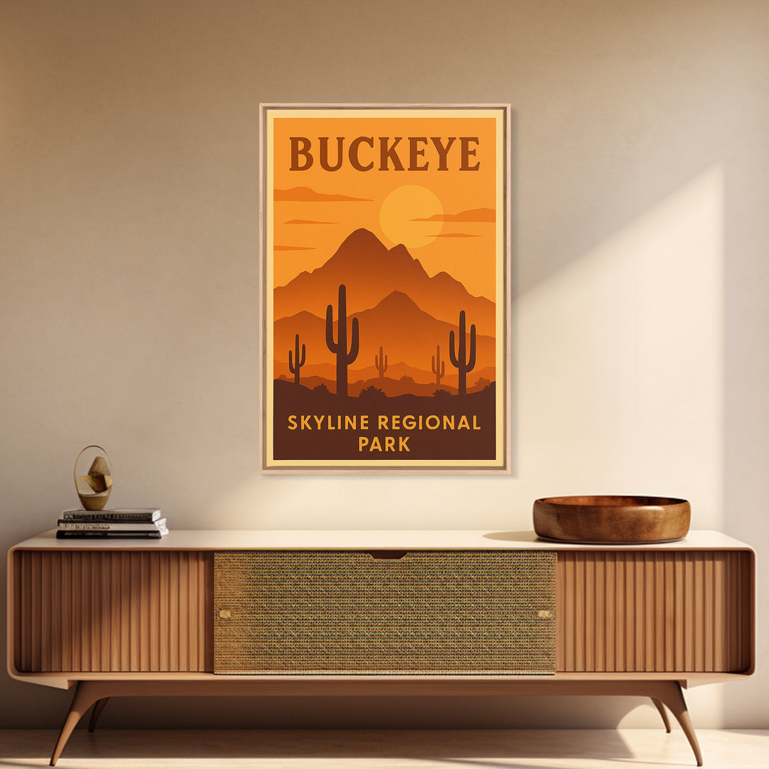 Buckeye Arizona Travel Poster, Framed Canvas Print, Gold Art Deco Poster Art, Buckeye Poster Print, Travel Poster Set, Wanderlust Decor