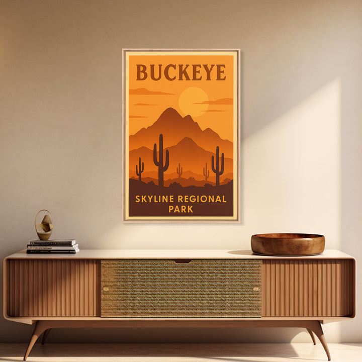 Buckeye Arizona Travel Poster, Framed Canvas Print, Gold Art Deco Poster Art, Buckeye Poster Print, Travel Poster Set, Wanderlust Decor