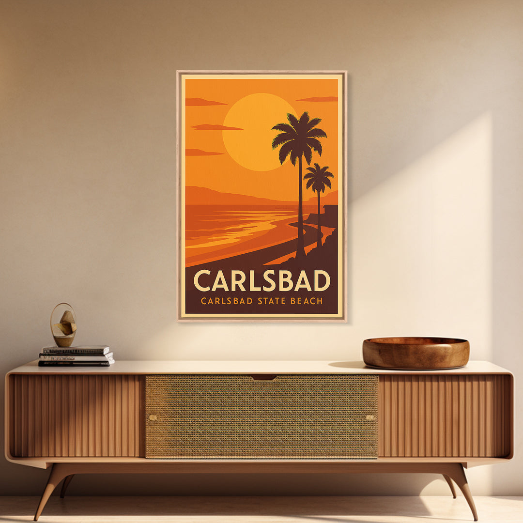 Carlsbad Travel Poster, Canvas Print, Golden Travel Poster Art, Carlsbad Art Print, Travel Art Print, City Travel Prints, Vintage Travel Art