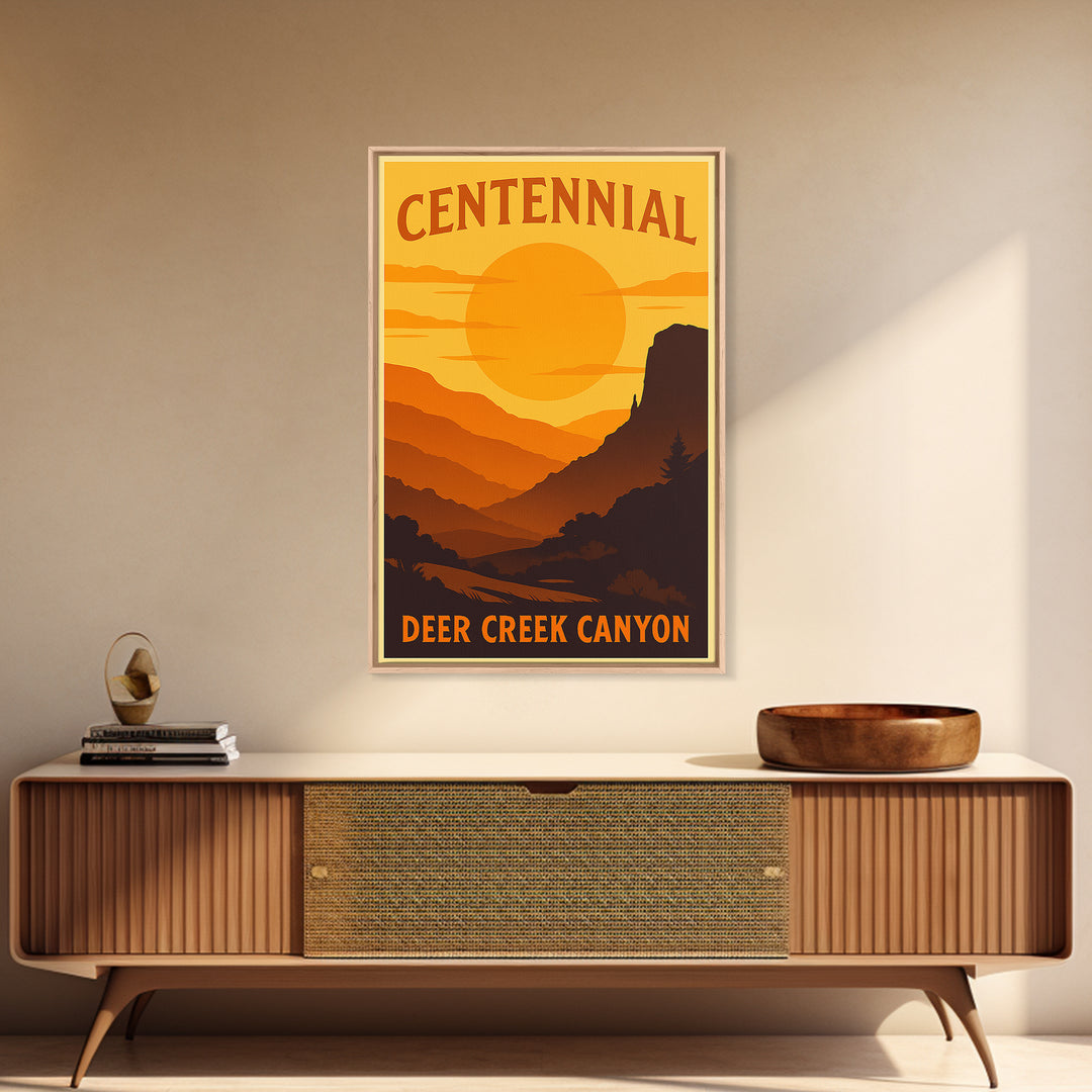 Centennial Colorado Travel Poster, Canvas Print, Golden Travel Poster Art, Centennial City Art, Mid Century Wall Art, Modern Wall Decor