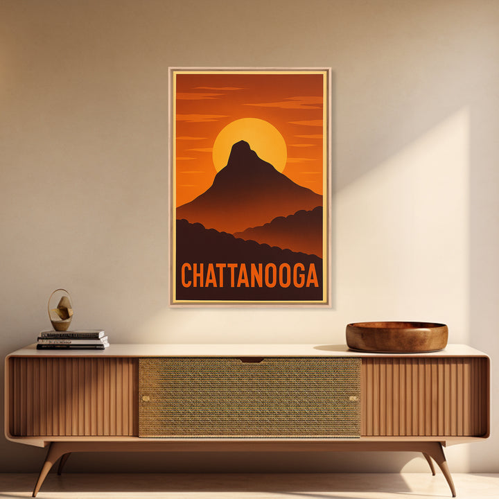 Chattanooga Travel Poster, Framed Canvas Print, Gold Art Deco Poster Art, Chattanooga Wall Art, Travel Art Print, Wanderlust Decor