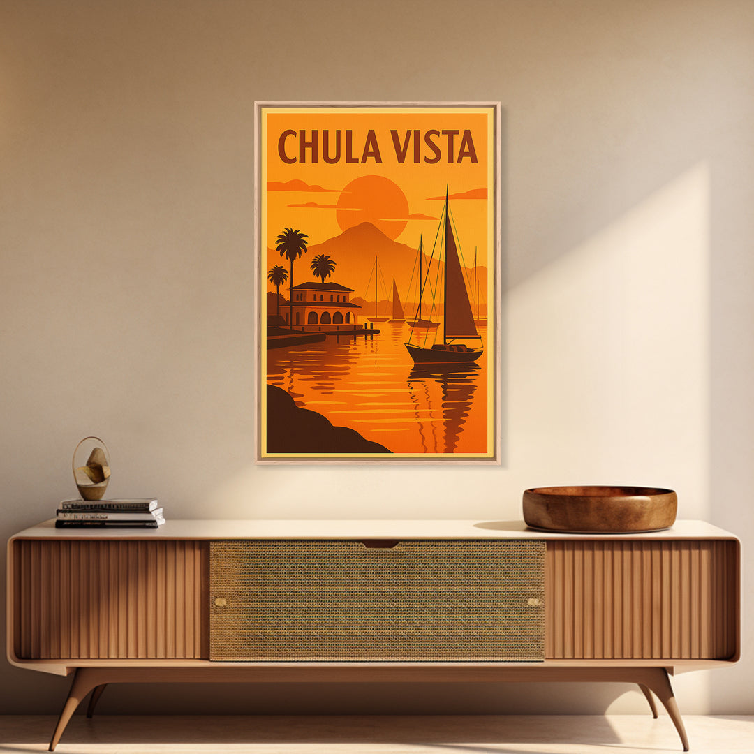 Chula Vista California Travel Poster, Canvas Print, Vintage Deco Wall Art, Chula Vista Art Print, Travel Poster Set, Travel Poster Art