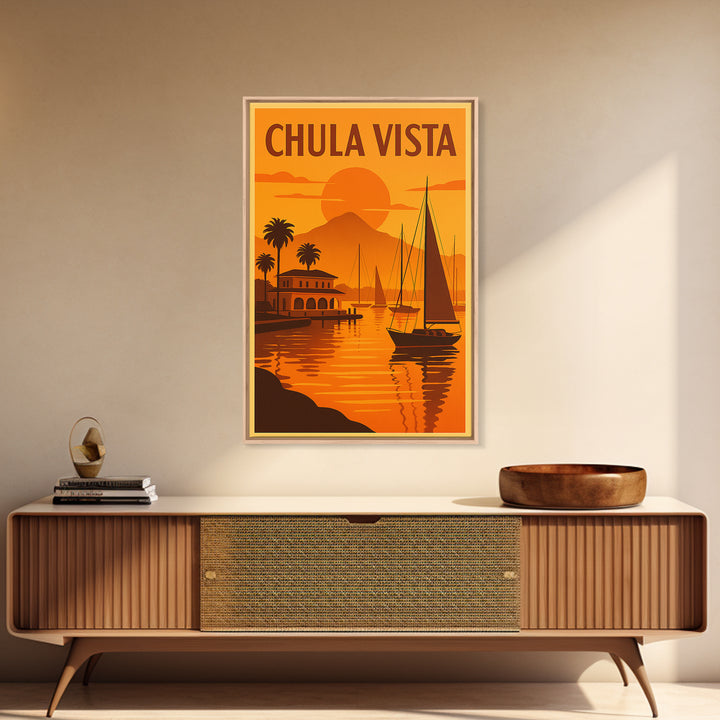Chula Vista California Travel Poster, Canvas Print, Vintage Deco Wall Art, Chula Vista Art Print, Travel Poster Set, Travel Poster Art