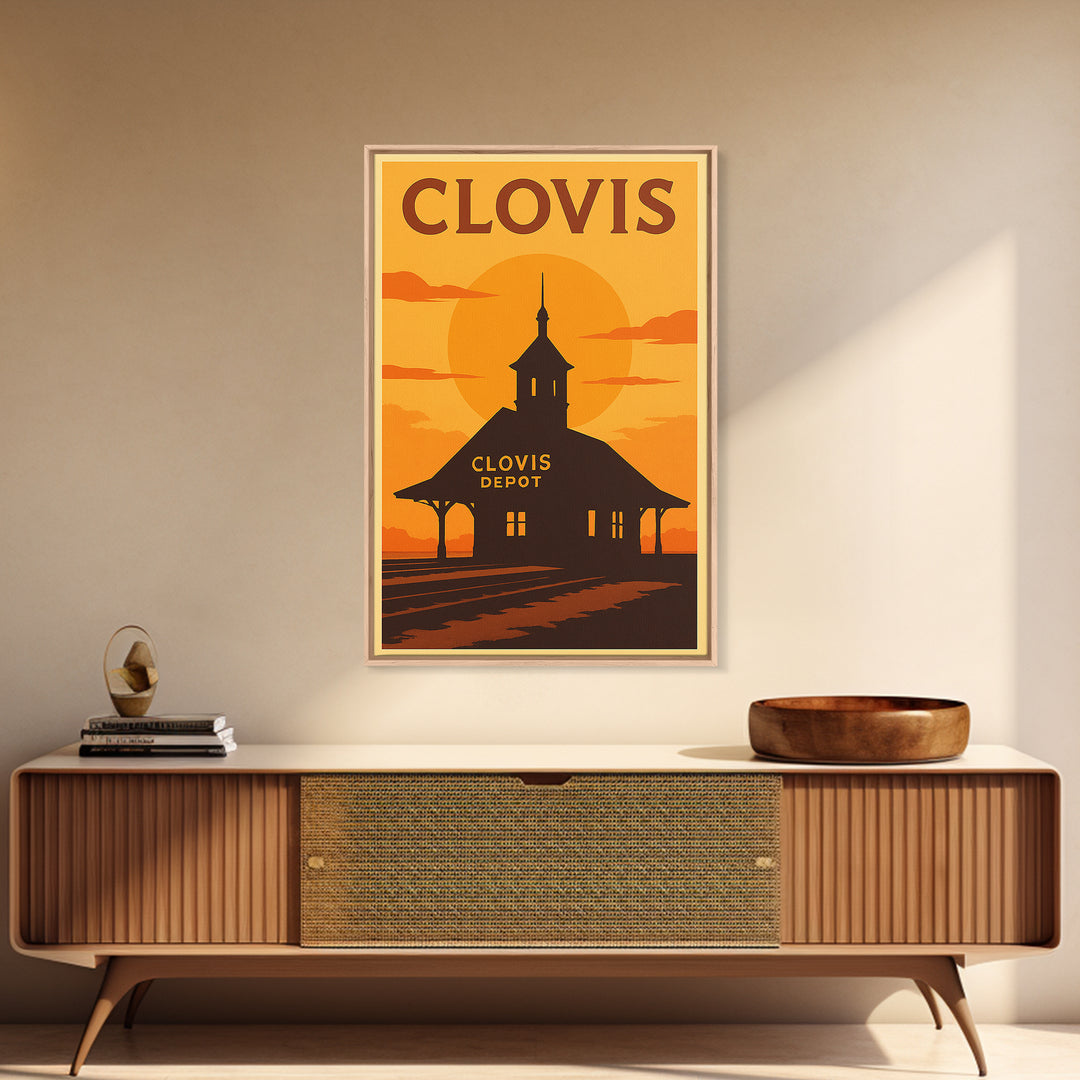 Clovis California Travel Poster, Canvas Print, Golden Travel Poster Art, Clovis Wall Art, Wall Decor, City Art Print, Wanderlust Decor