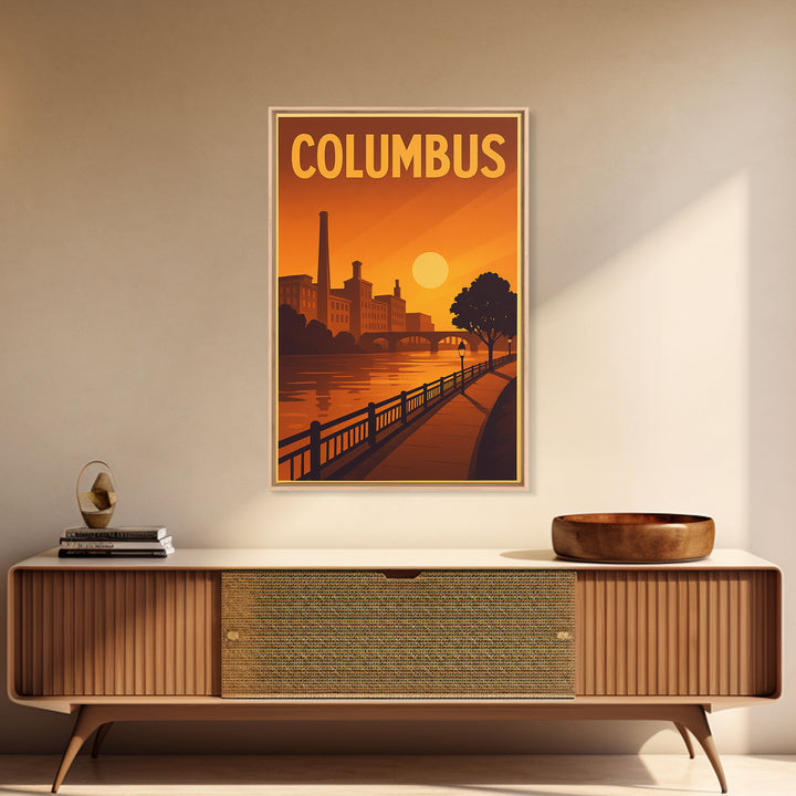 Columbus Ohio Travel Poster, Canvas Print, Vintage Deco Wall Art, Columbus Art Print, Travel Art Print, Gift For Travelers, Travel Print