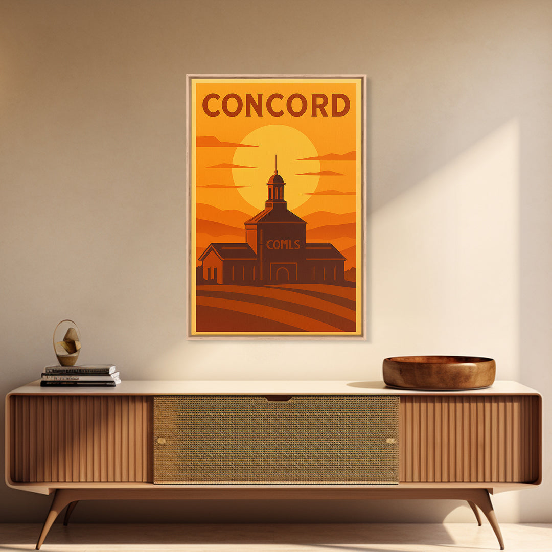 Concord California Travel Poster, Canvas Print, Warm Sunset Silhouette Art, Concord Poster Print, Travel Poster Art, City Illustration
