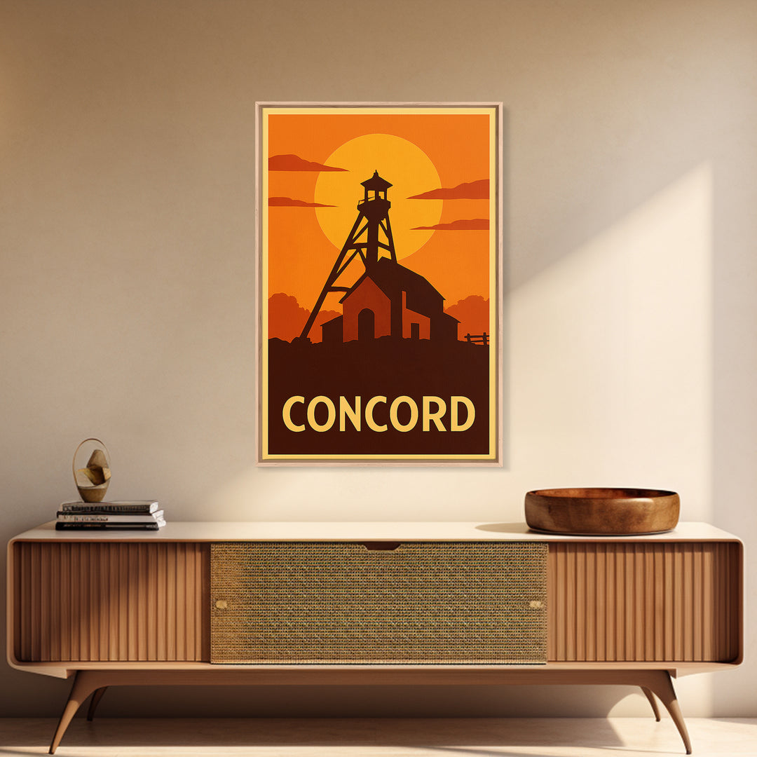 Concord Travel Poster, Canvas Print, Golden Travel Poster Art, Concord Art Print, Travel Wall Art, Travel Poster Art, Travel Art Print