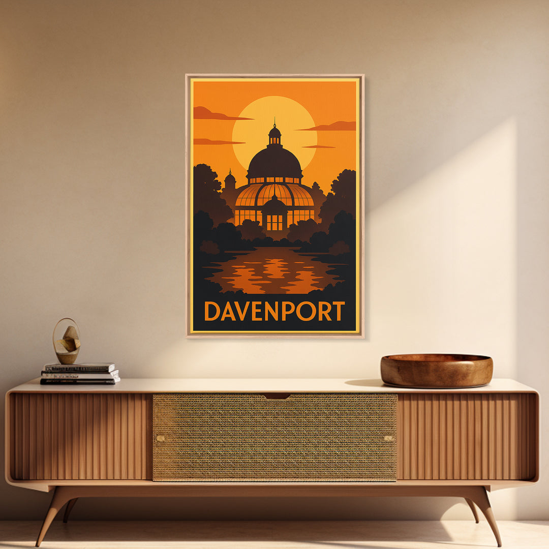 Davenport Iowa Travel Poster, Canvas Print, Golden Travel Poster Art, Davenport Poster Print, Travel Poster Art, Modern Wall Decor, Wall Art