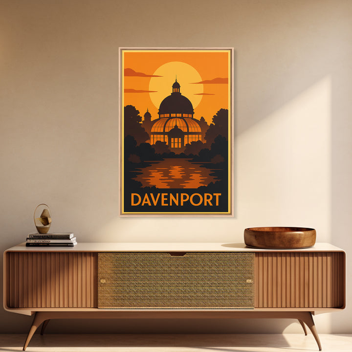 Davenport Iowa Travel Poster, Canvas Print, Golden Travel Poster Art, Davenport Poster Print, Travel Poster Art, Modern Wall Decor, Wall Art