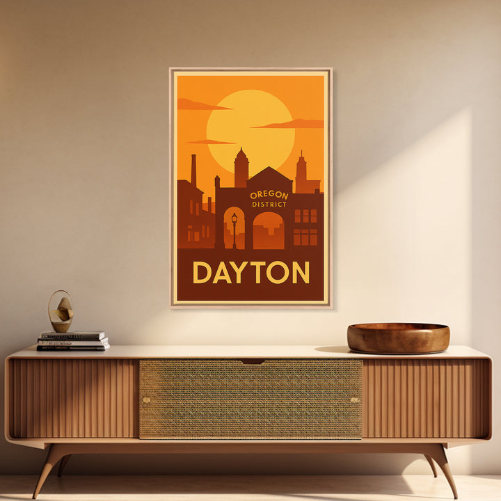 Dayton Travel Poster, Canvas Print, Vintage Deco Wall Art, Dayton City Art, Mid Century Wall Art, Travel Art Print, Gift For Travelers
