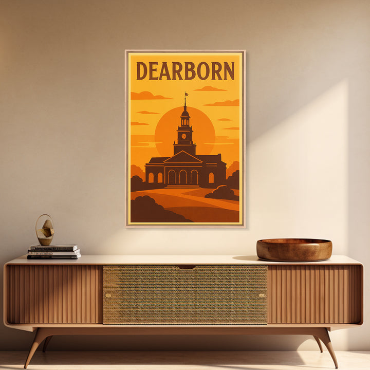 Dearborn Michigan Travel Poster, Canvas Print, Gold Art Deco Poster Art, Dearborn Wall Art, Travel Poster Art, Wall Decor, Office Decor