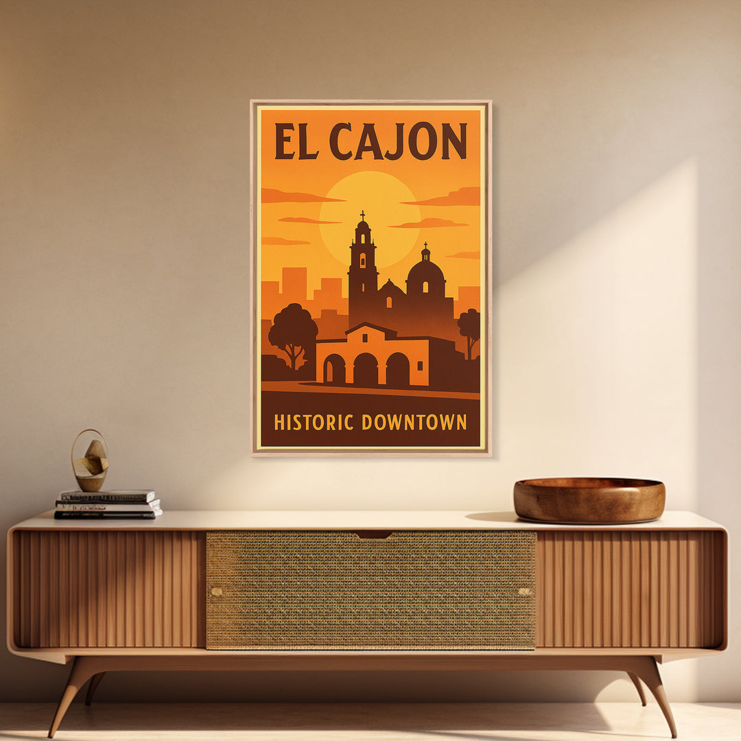 El Cajon California Travel Poster, Canvas Print, Vintage Deco Wall Art, El Cajon Art Print, City Poster, Travel Wall Art, Retro Travel Print